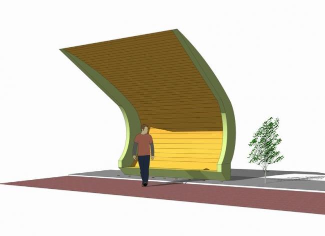 Sketchup素材模型|公交站台，公车站，候车棚，站牌