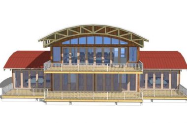 Sketchup别墅模型|木屋别墅，拱顶木-BIM建筑网