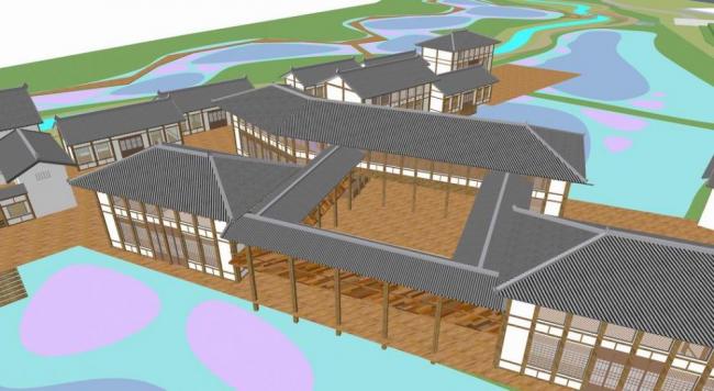 Sketchup商业模型|商业街，中式风格