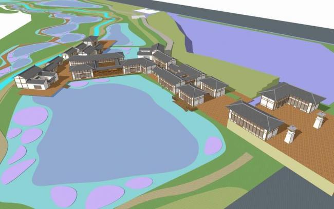 Sketchup商业模型|商业街，中式风格