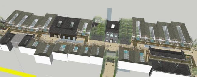 Sketchup商业模型|商业街，新中式风格