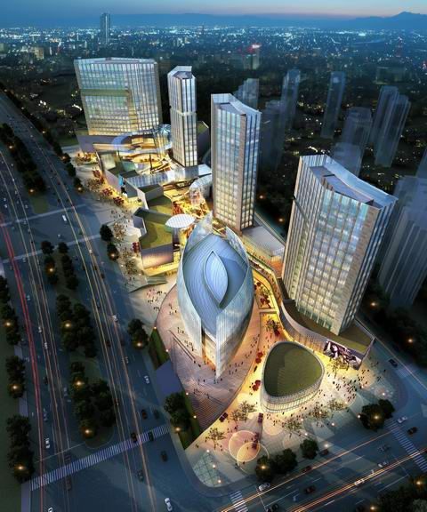 Sketchup综合体模型|商业综合体，高层办公楼，商业街，广场，现代风格