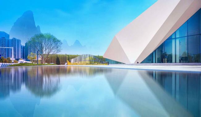 BIM建筑|白鹭点点，群山叠翠：桂林·万达年夜城市滨江示范区 / 基准方中建筑设计