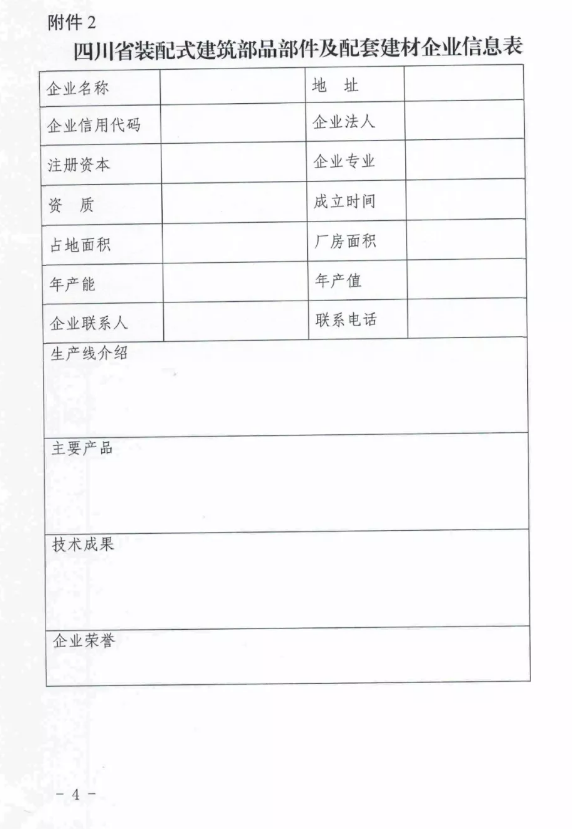 BIM与装配式|四川省经济和信息化厅办公室关于征集装配式建筑部品部件及配套建材企业相关信息的通知
