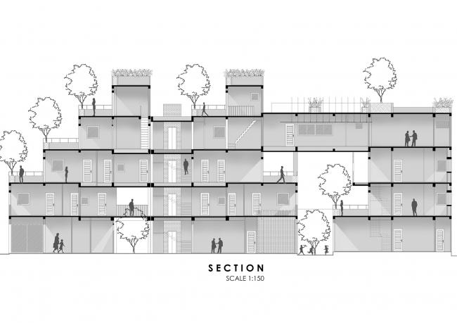 BIM建筑|安静葱茏，错落有致的梯田天台：越南花圃公寓 / Ho Khue Architects