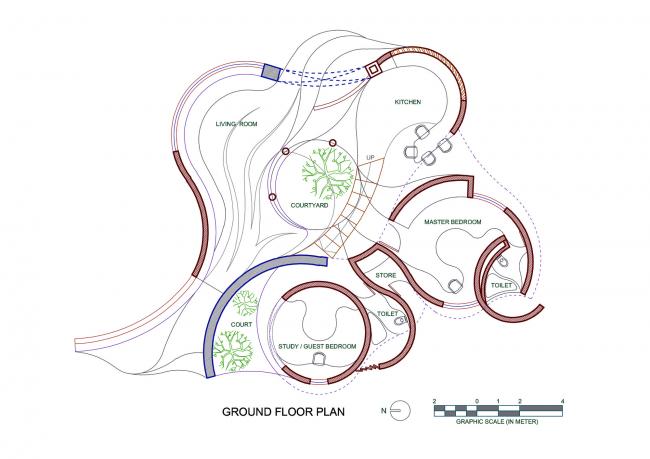 BIM建筑|飞动的曲线映进村落天际线：印度红砖之屋 / iStudio architecture