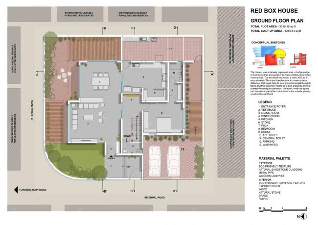 BIM建筑|如火一般热情，如耕牛般内敛：印度“红盒子”之家 / The Grid Architects