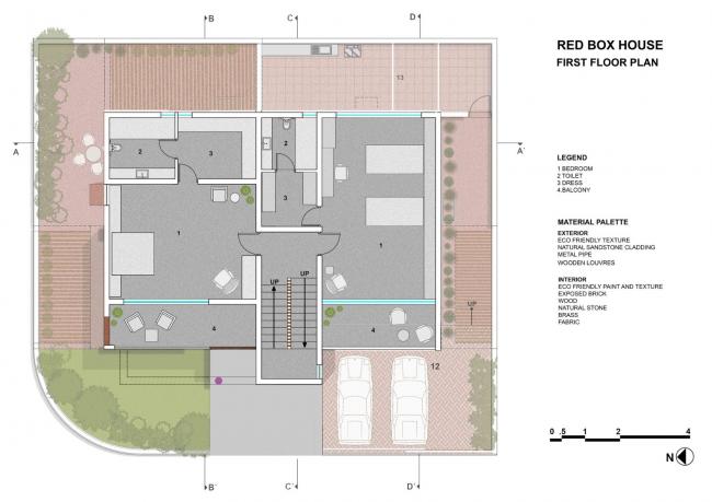 BIM建筑|如火一般热情，如耕牛般内敛：印度“红盒子”之家 / The Grid Architects