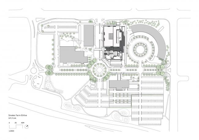 BIM建筑|曲线的交织与恣意流动：B:Hive 办公大楼 / BVN + Jasmax