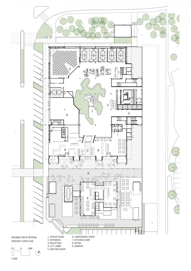 BIM建筑|曲线的交织与恣意流动：B:Hive 办公大楼 / BVN + Jasmax