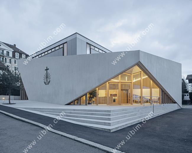 BIM建筑|对角线构筑轻盈的“翅膀”：瑞士新使徒教堂 / LOCALARCHITECTURE