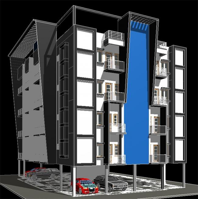 BIM资料|revit模型-四层公寓模型.rvt