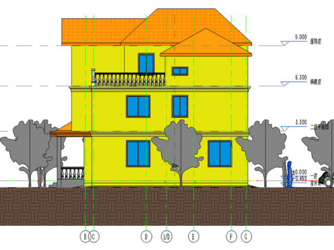 BIM资料|[revit模型]三层Revit别墅模型