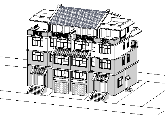 BIM资料|revit模型-联排别墅模型