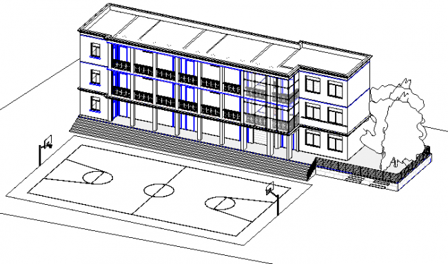 BIM资料|revit模型-三层小建筑模型