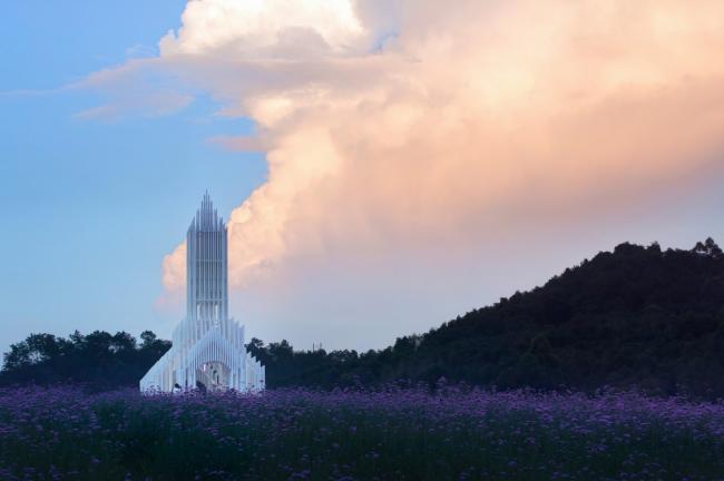 BIM建筑|成都中法科技园教堂，融于紫色薰衣草庄园