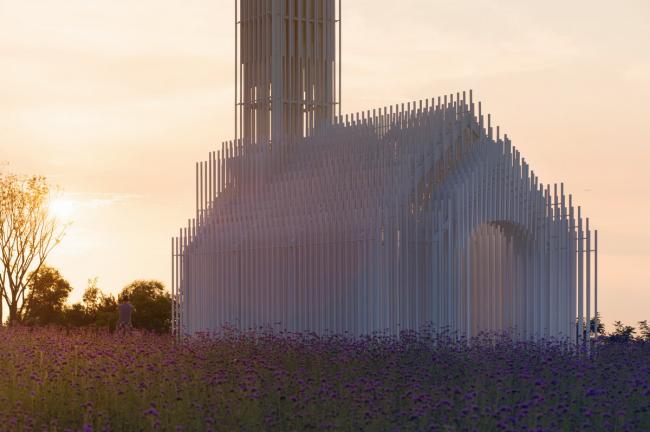 BIM建筑|成都中法科技园教堂，融于紫色薰衣草庄园