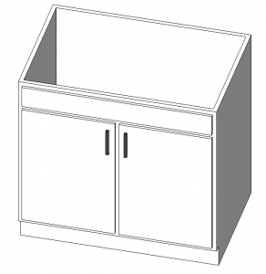 BIM资料|Revit族库-梳妆台柜-双门洗涤台.rfa