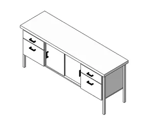 BIM资料|Revit族库-Credenza03_电视柜.rfa