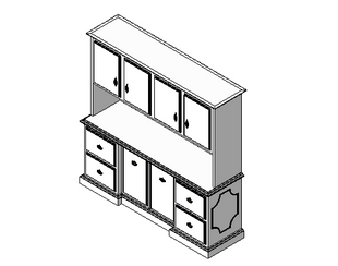 BIM资料|Revit族库-书柜09_连体写字桌.rfa-BIM建筑网