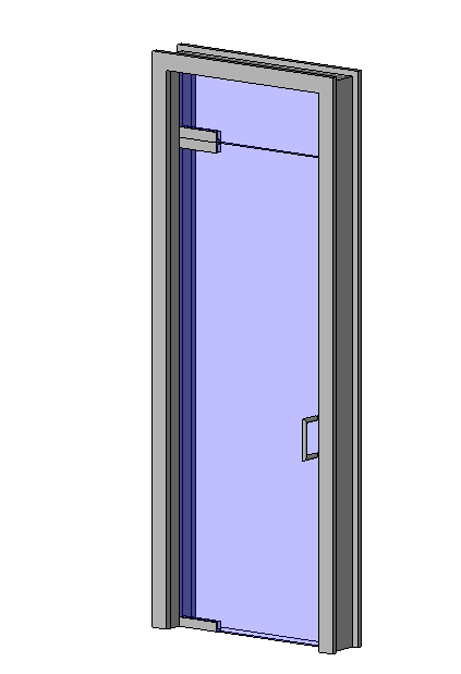 BIM资料|Revit族库-单扇地弹玻璃门2-带亮窗.rfa