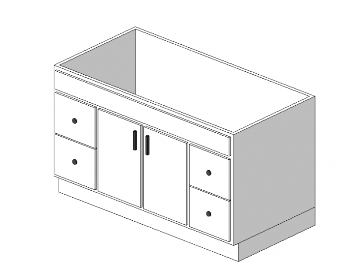 BIM资料|Revit族库-梳妆台柜-双门四个抽屉.rfa