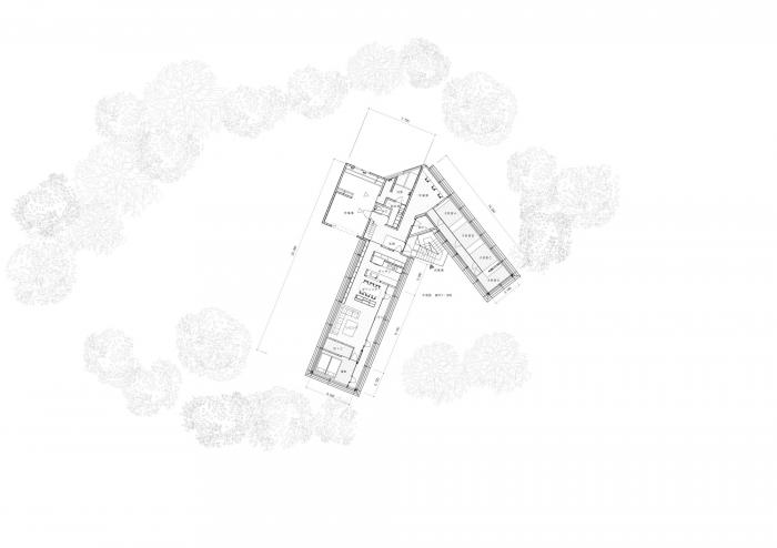 BIM建筑|嵌入地形的“V”形木屋 / ADX