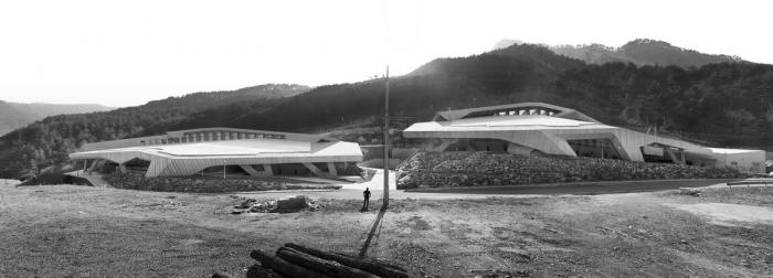 BIM建筑|混凝土几何架构而成的“游戏工具”：上东木炭桑拿屋 / studio_suspicion