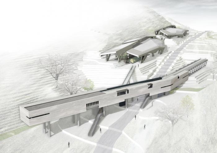 BIM建筑|混凝土几何架构而成的“游戏工具”：上东木炭桑拿屋 / studio_suspicion