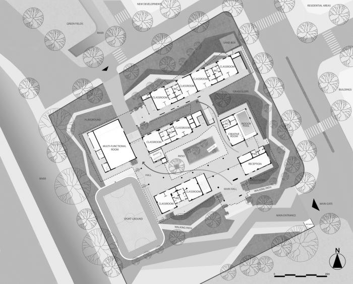 BIM建筑|五彩斑斓，互相嵌套的“山坡‘幼儿园 / 1+1>2
