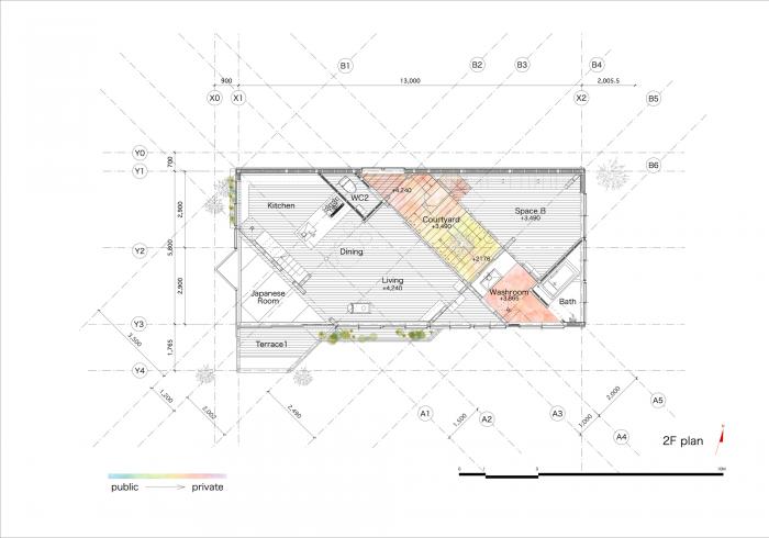 BIM建筑|神户“帽盒”之家，旋转45度的平面