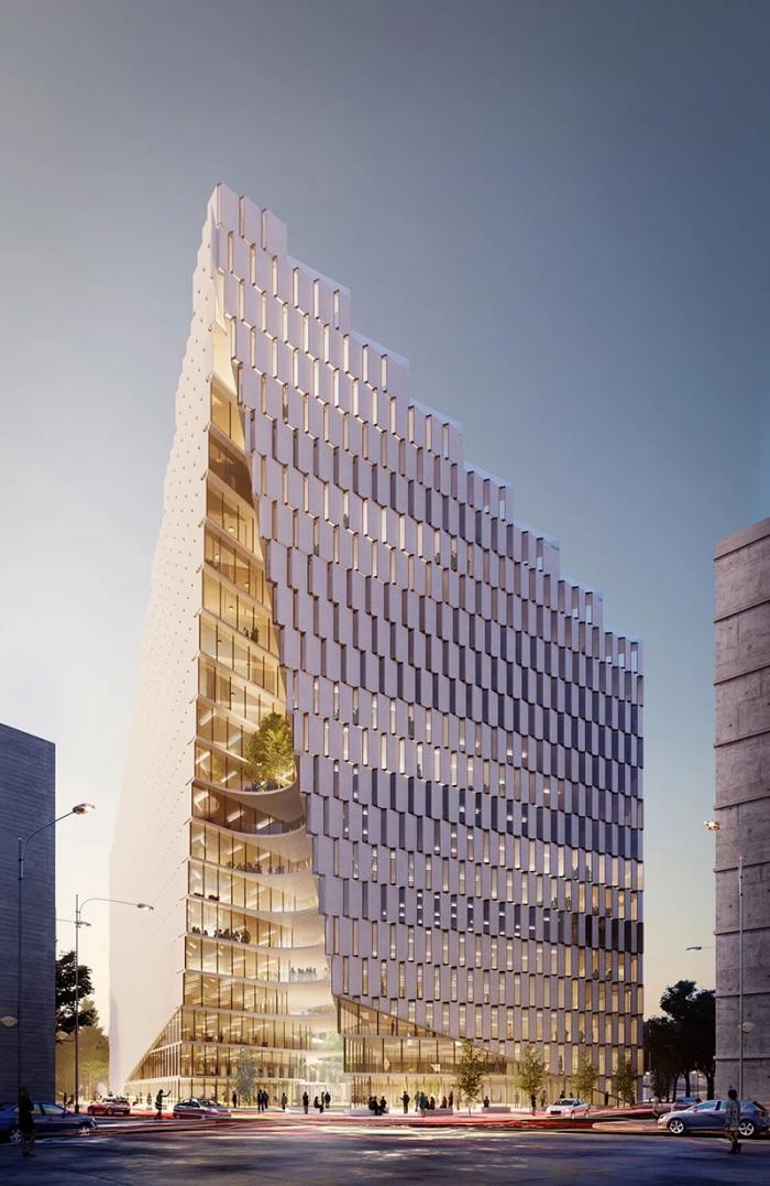 BIM建筑|绿植爬满“山峰”——阿尔巴尼亚Ekspozita大楼 / Mario Cucinella