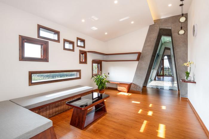 BIM建筑|纵向贯通的“A”字斜柱结构，越南会安康成别墅 / VRA Design