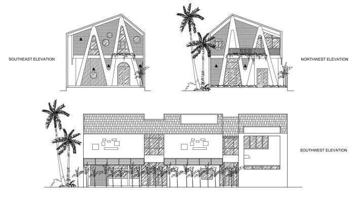 BIM建筑|纵向贯通的“A”字斜柱结构，越南会安康成别墅 / VRA Design