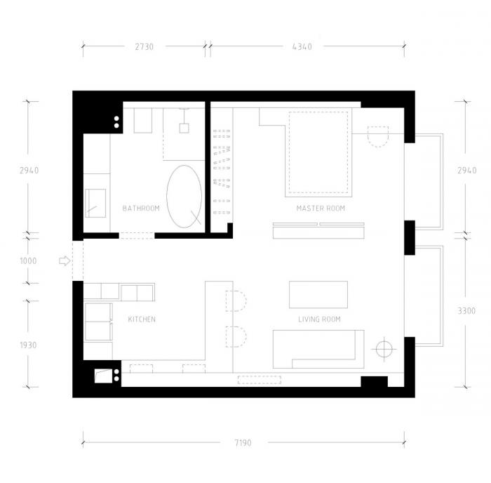 BIM建筑|46㎡北京旧房改造，90后单身女孩极简空间 / 无名创想联盟