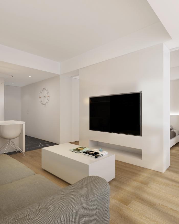 BIM建筑|46㎡北京旧房改造，90后单身女孩极简空间 / 无名创想联盟