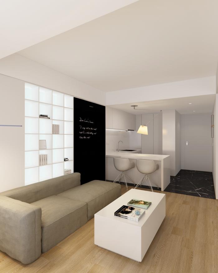 BIM建筑|46㎡北京旧房改造，90后单身女孩极简空间 / 无名创想联盟