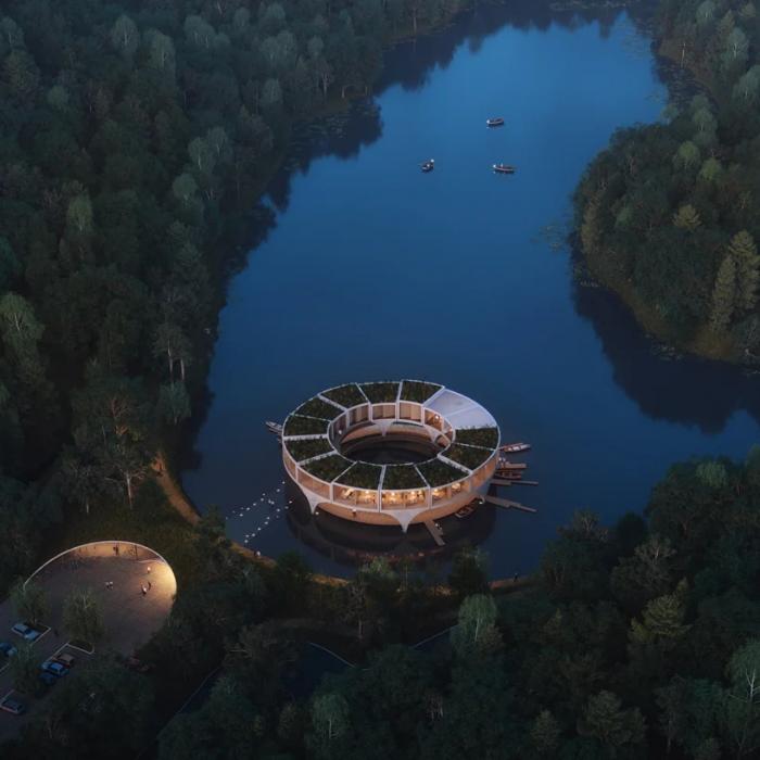 BIM建筑|森林湖泊上的“渔船”：Land Ahoy