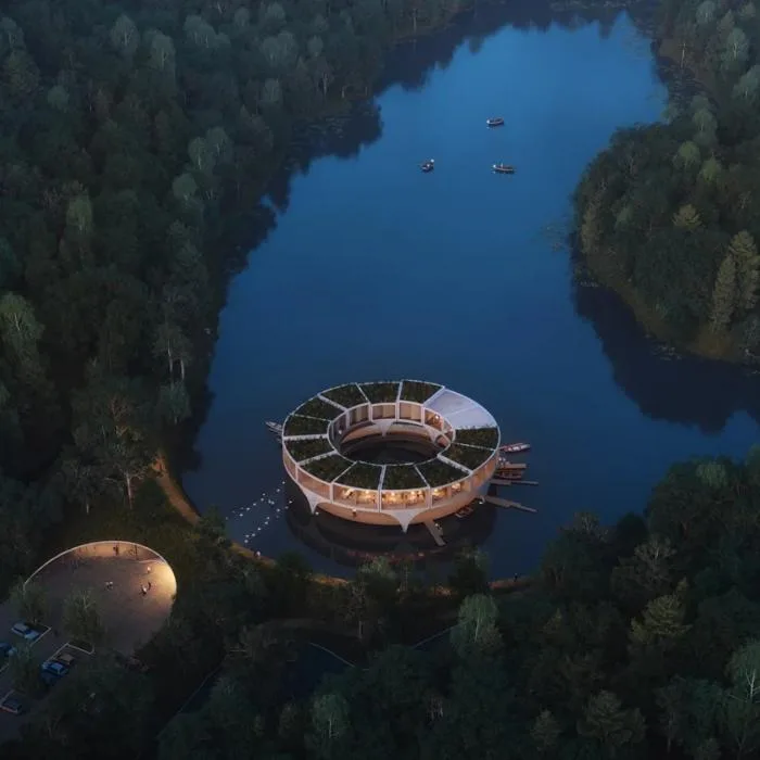 BIM建筑|森林湖泊上的“渔船”：Land Ahoy