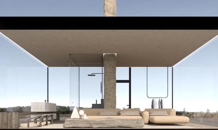 BIM建筑|矗立于悬崖绝壁上的极简玻璃小屋 / Yakusha Design