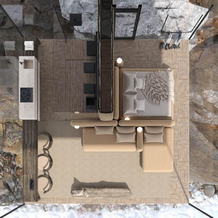 BIM建筑|矗立于悬崖绝壁上的极简玻璃小屋 / Yakusha Design