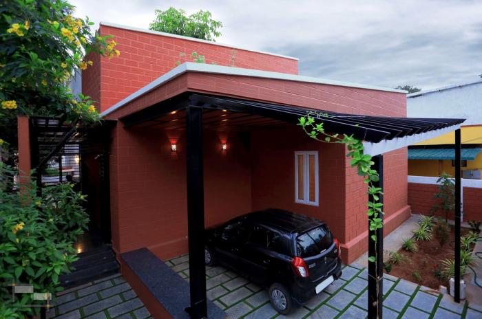 BIM建筑|庄重而透明，优雅而自然——印度红色“树屋” / PG Associates