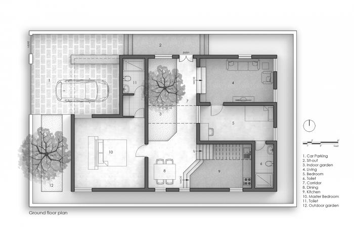 BIM建筑|庄重而透明，优雅而自然——印度红色“树屋” / PG Associates