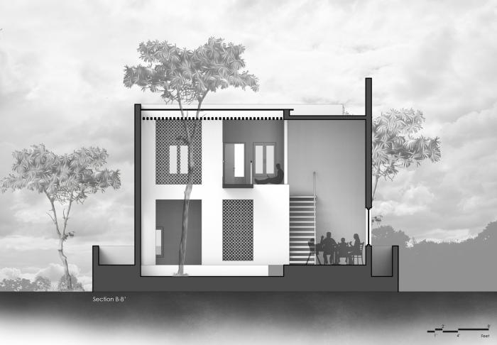 BIM建筑|庄重而透明，优雅而自然——印度红色“树屋” / PG Associates