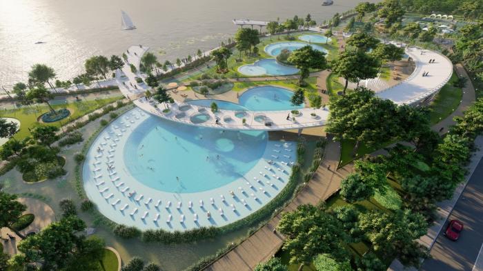 BIM建筑|河岸的“自然驿站”：蚕室区汉江市民公园天然游泳池 / 佰筑建筑+Carve