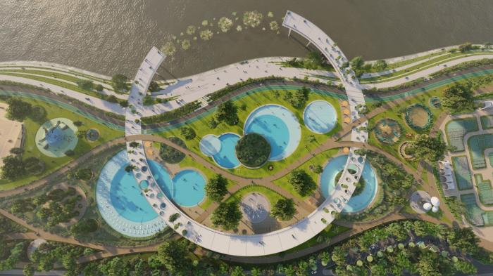 BIM建筑|河岸的“自然驿站”：蚕室区汉江市民公园天然游泳池 / 佰筑建筑+Carve