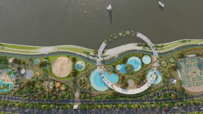 BIM建筑|河岸的“自然驿站”：蚕室区汉江市民公园天然游泳池 / 佰筑建筑+Carve