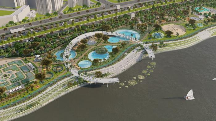 BIM建筑|河岸的“自然驿站”：蚕室区汉江市民公园天然游泳池 / 佰筑建筑+Carve