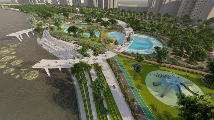 BIM建筑|河岸的“自然驿站”：蚕室区汉江市民公园天然游泳池 / 佰筑建筑+Carve