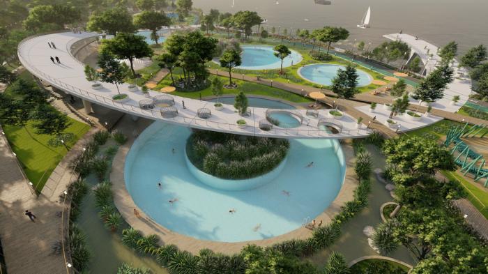 BIM建筑|河岸的“自然驿站”：蚕室区汉江市民公园天然游泳池 / 佰筑建筑+Carve